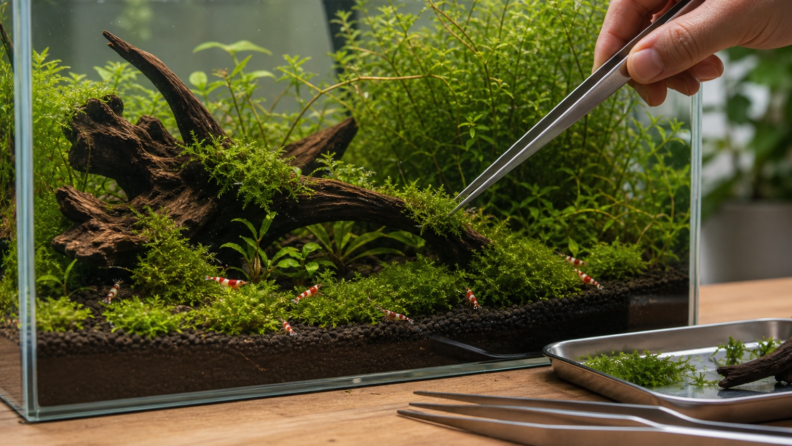 Rescape a shrimp tank without stress