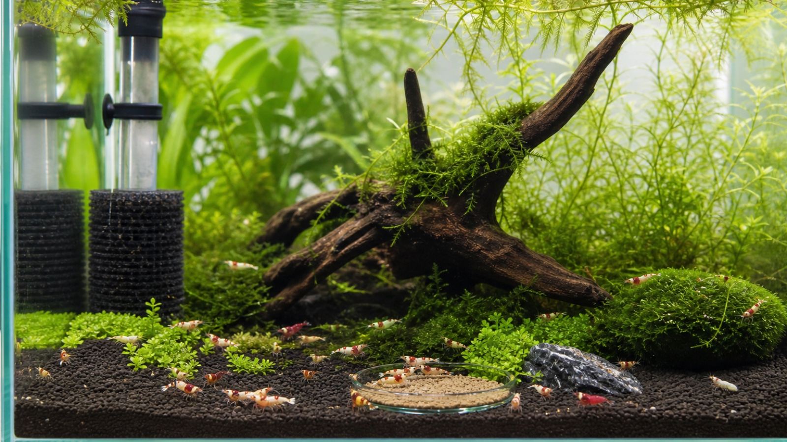 Easy-maintenance shrimp aquascape