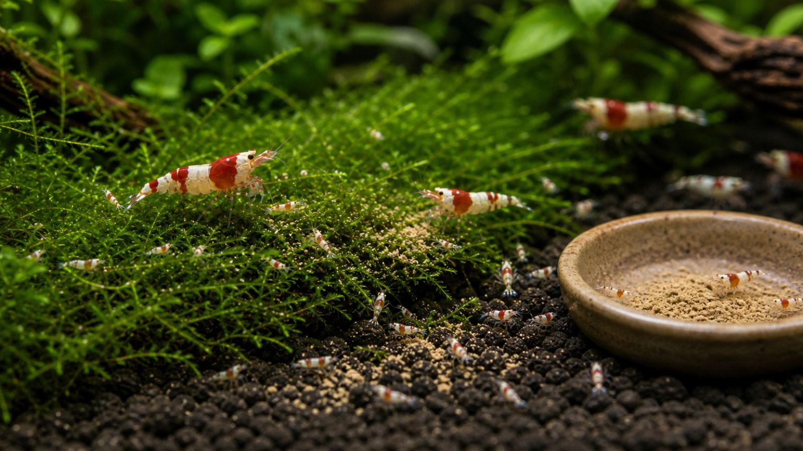 Alimentar crías de gamba
