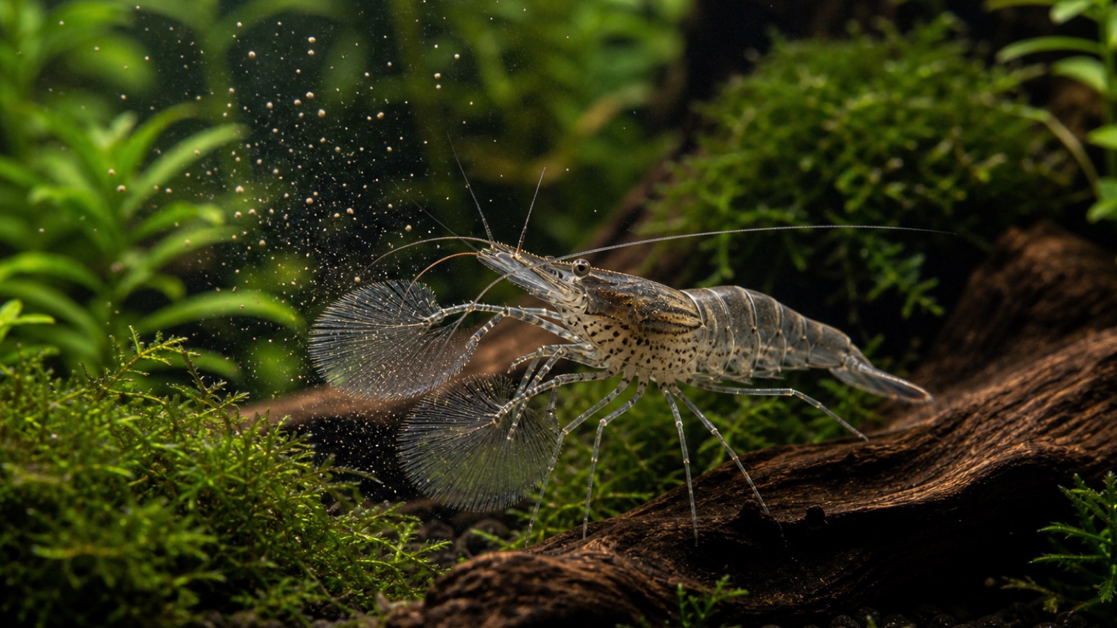 Alimentar gambas filtradoras