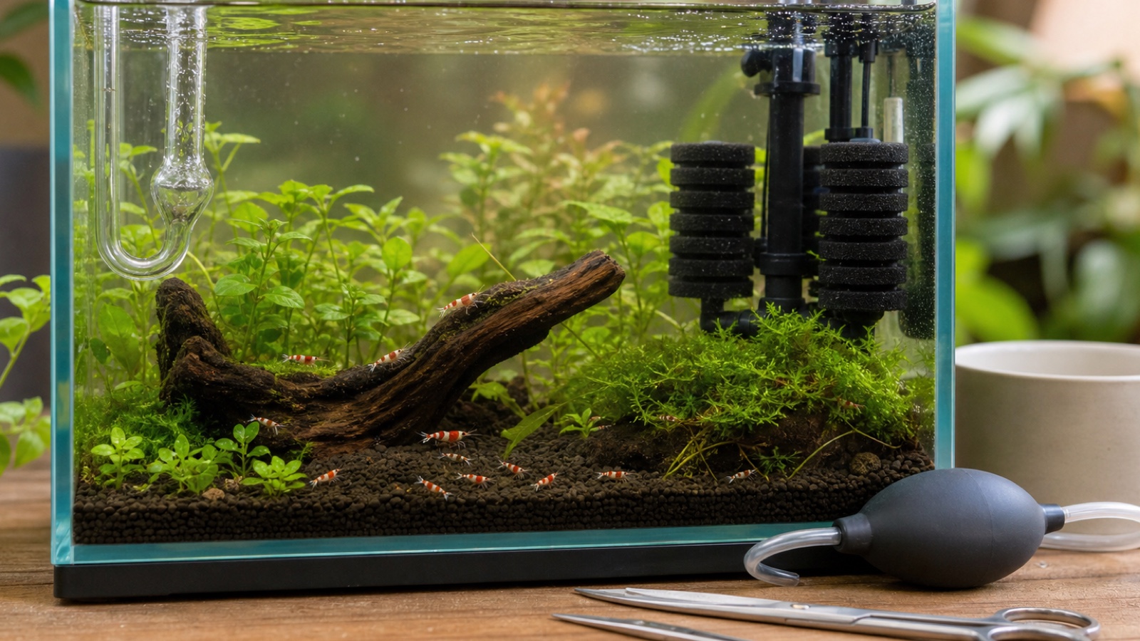 Increasing oxygen in a shrimp tank